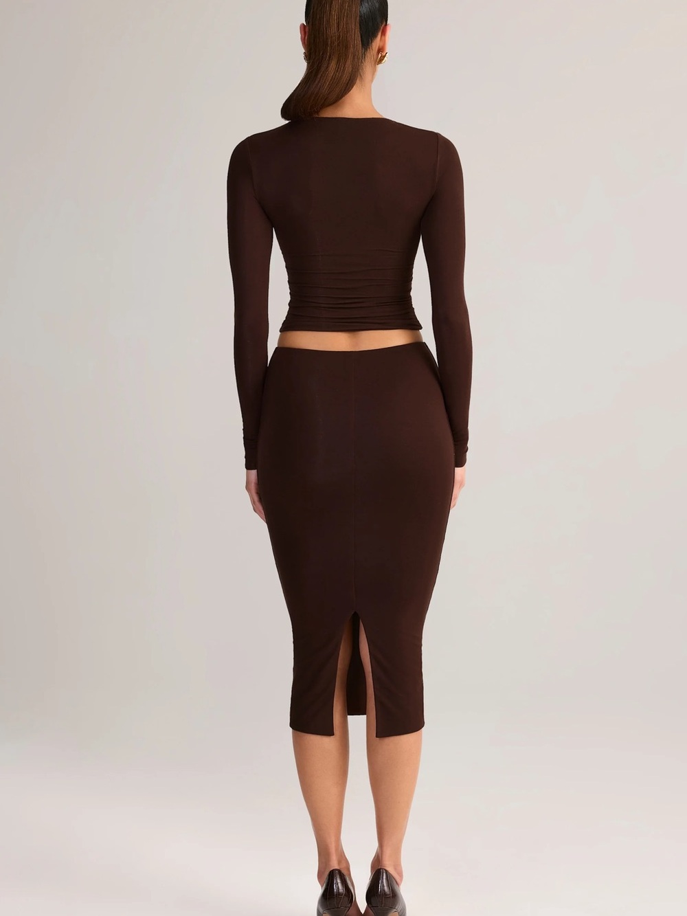 Oh Polly Brown Maxi Skirt set
